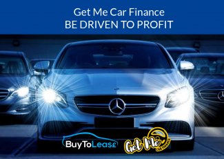 Brand Image showing a Mercedes Car with the &#039;Buy to Lease&#039; and &#039;Get Me Car Finance&#039; logos overlayed